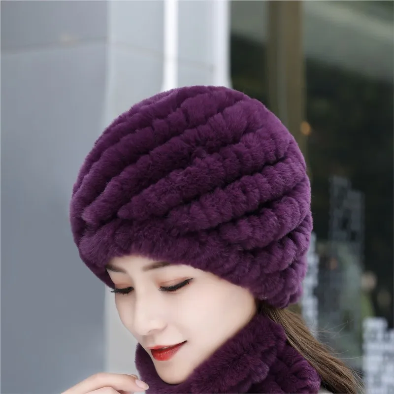 Knitted fur hats for women to keep warm in winter thick and versatile Real middle-aged elderly people autumn