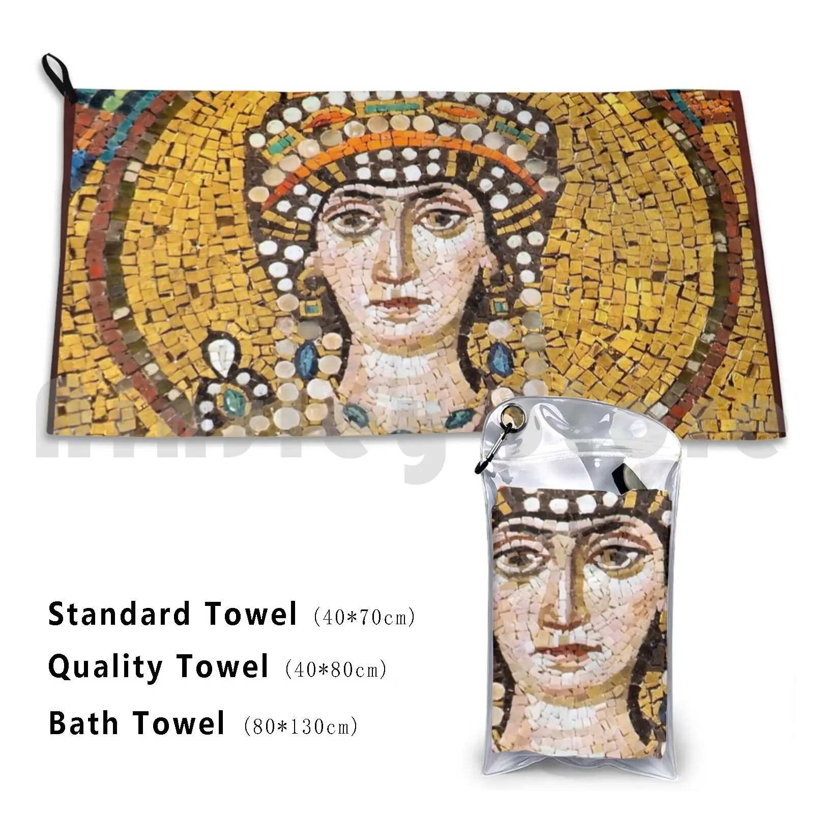 Theodora Bath Towel Beach Cushion Emperor Justinian Portrait Mosaic Roman Byzantine Ravenna Italy