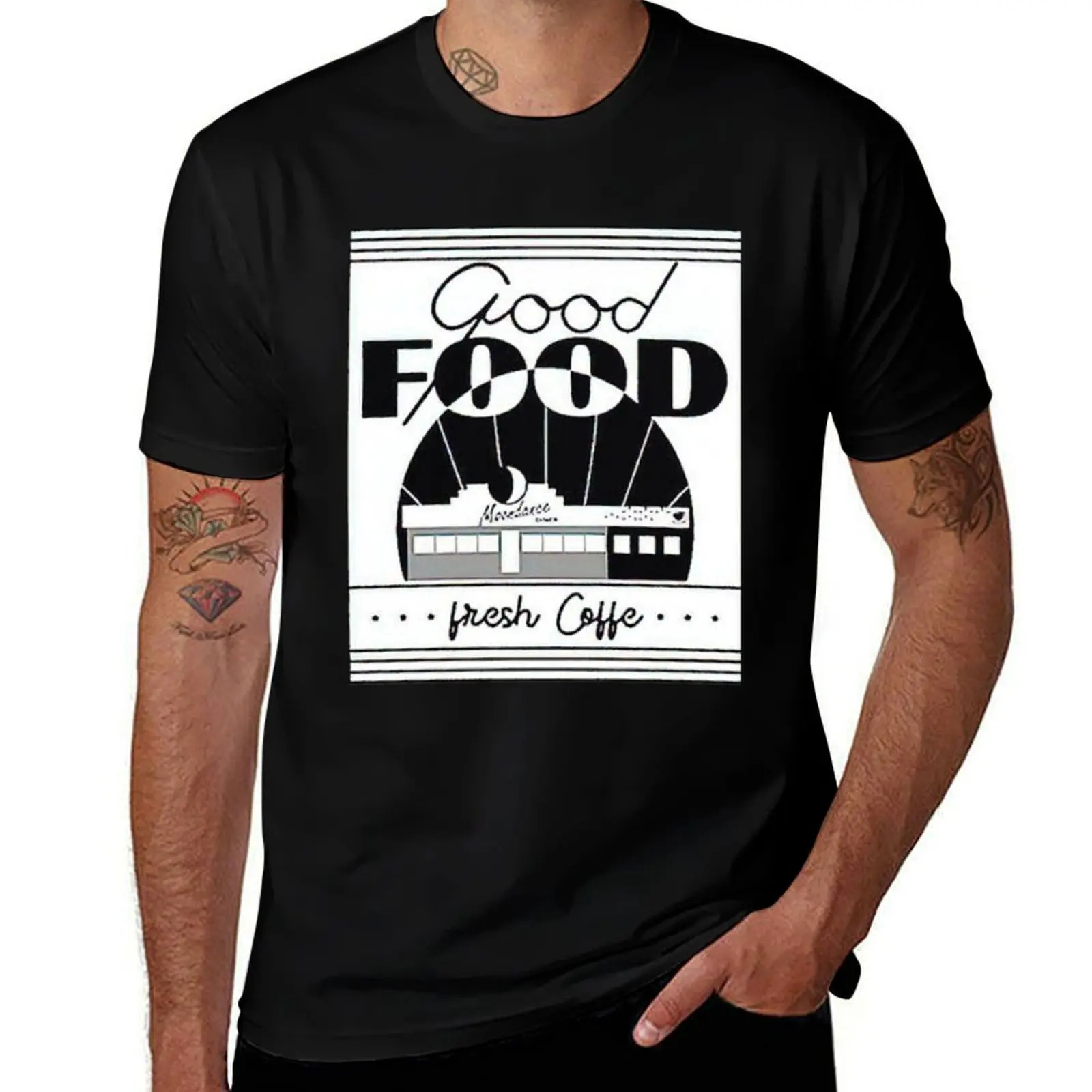 Футболка TICK BOOM GOOD FOOD MOONDANCE DINER FRESH COFFEE GIFT, спортивная базовая футболка, впитывающая влагу