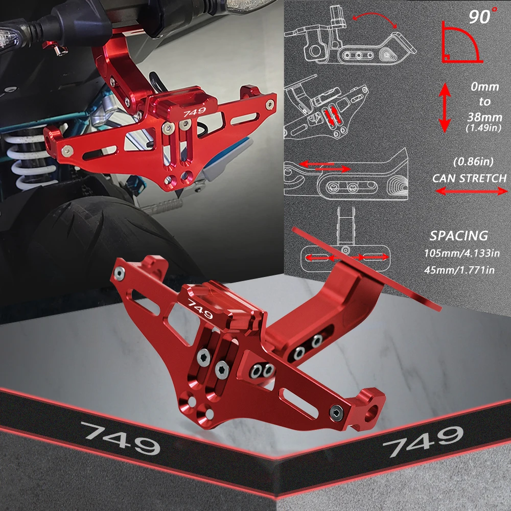 

FOR DUCATI 749 2003 2004 2005 2006 Rear License Plate Holder Licence Bracket with Light Tail Tidy Fender Eliminator