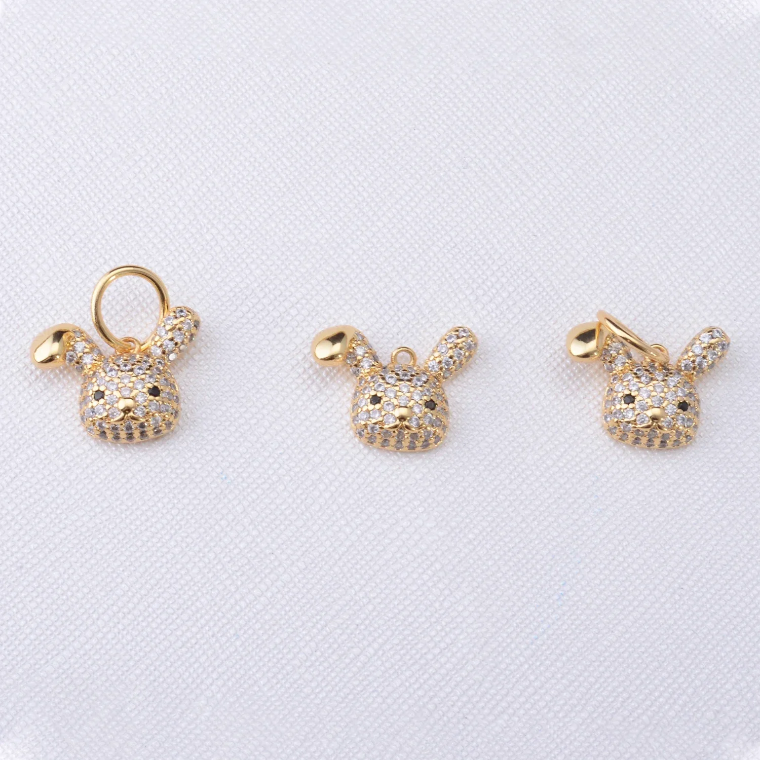 9 PCS Cute Zircon Rabbit Small Pendant for Diy Jewelry Earrings Bracelet Necklace Making Accessories Brass Parts Delicate Charm