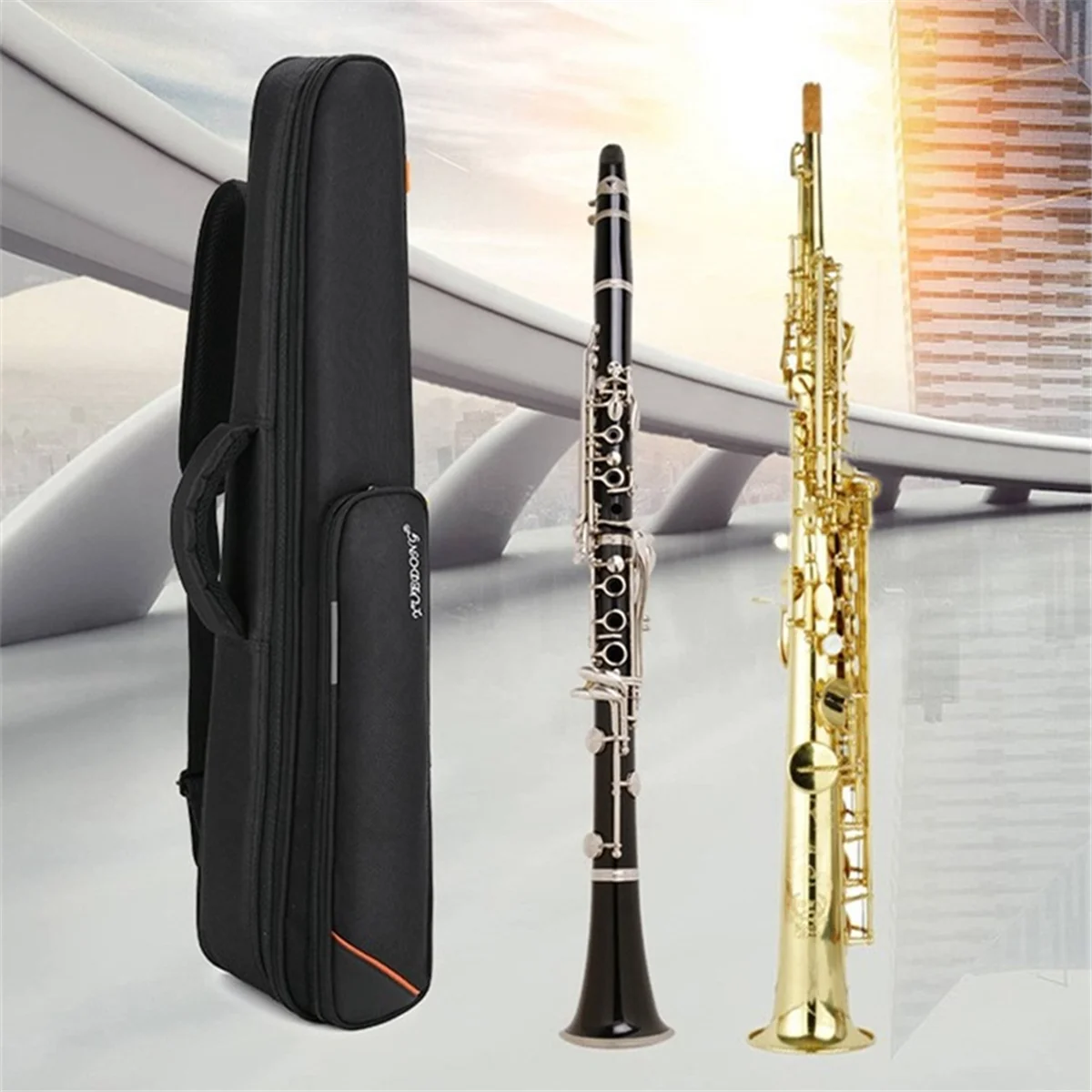 YUEDONG Secure Saxophone Bag Case with Shockproof Compartment for Mini Sax Clarinet Digital Electronic Wind Instrument