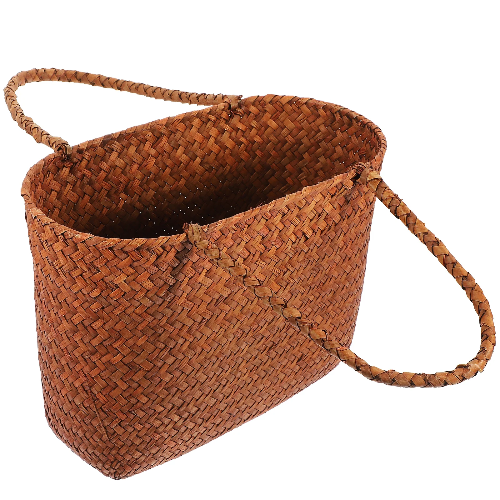 سلة تخزين منسوجة يدويًا للنزهات من القش للفواكه والخضروات والتخييم في الهواء الطلق سلة خفيفة الوزن طبيعية محمولة مع