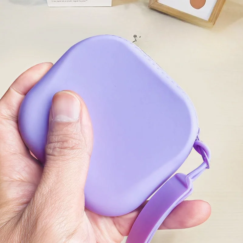 Mini portamonete portatile multiuso in morbido silicone con cerniera con cinturino da polso Borsa portaoggetti impermeabile per rossetto per auricolari regalo