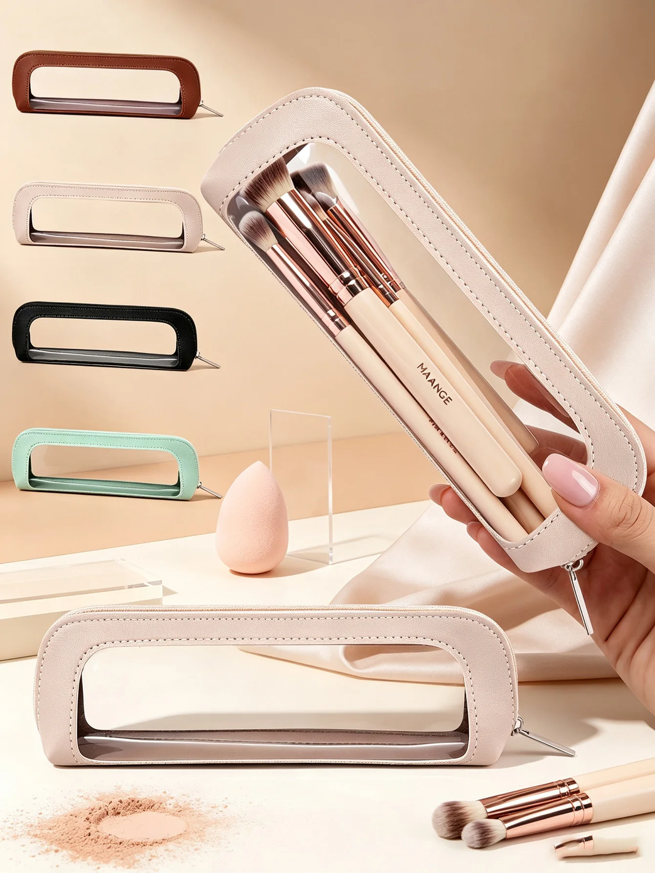 1/2 Large Capacity Portable Travel Zipper Makeup Bag, Multifunctional Makeup Brush Storage and Organizer Bag, Durable Makeup Storage Bag, Suitable for Daily Use and Business Trips, Practical Beauty Gift for Women, Suitable for Daily Use and Travel, Ideal Gift