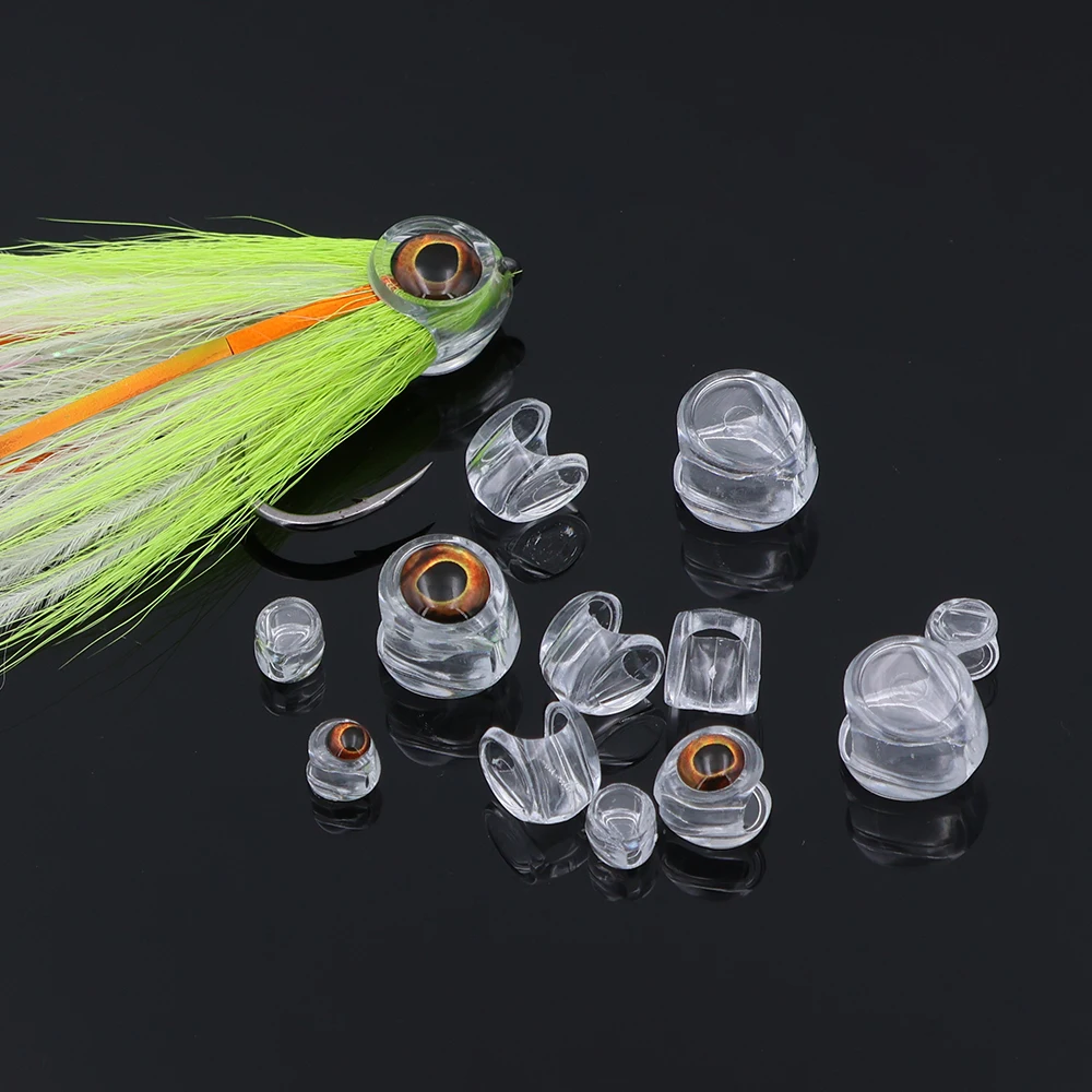 30 Stück 3 Größen Fliegenbinde-Fischschädelmasken mit 3D-Augen für die Herstellung von Streamer-, Hecht-, Barsch-, Forellenködern, Salzwasser-Fliegenbindematerial – Detail 1
