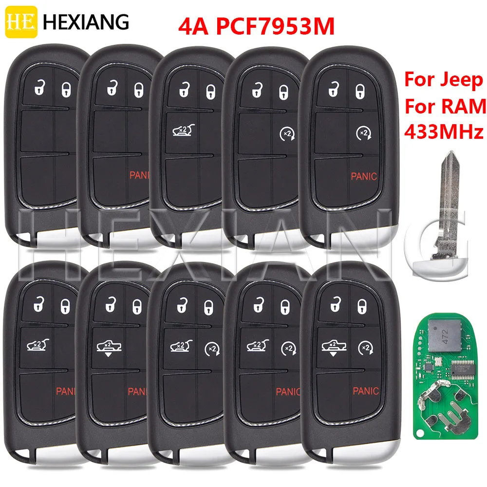 HE NXP Original 4A PCF7953M Chip GQ4-54T 433MHz Car Remote Key 68141580AB/AC/AG For Jeep Cherokee Dodge 1500 2500 3500 2014-2019