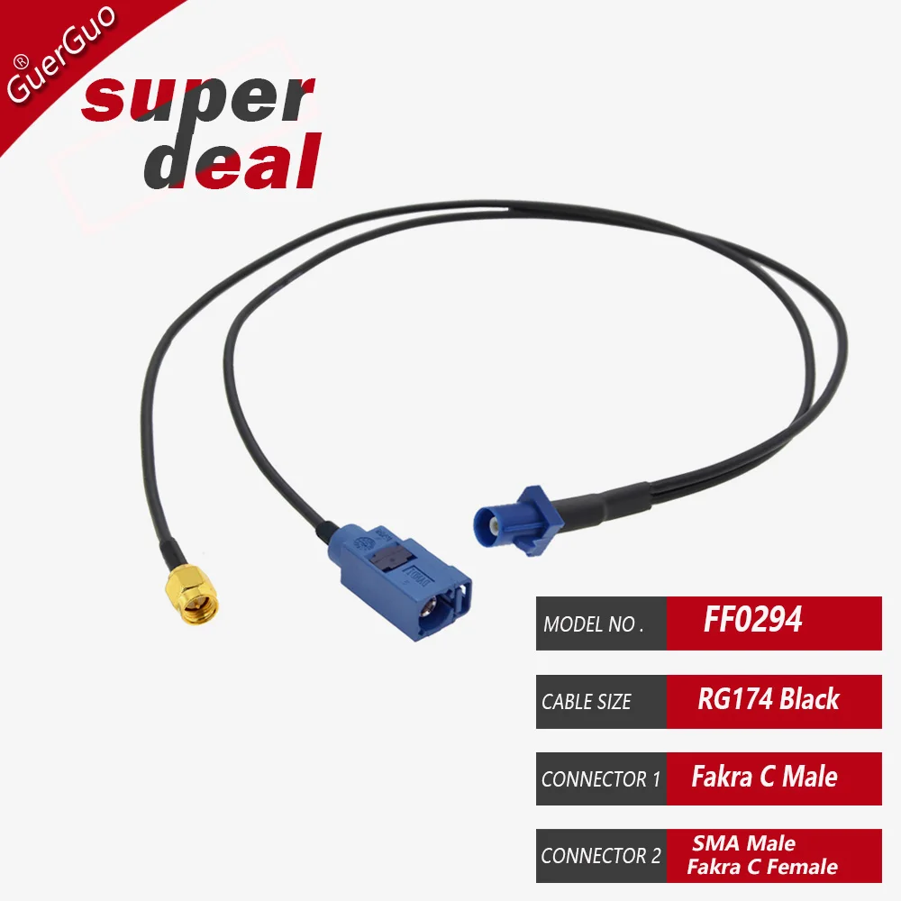 Fakra C to SMA Male Y Type Splitter RF Coaxial RG174 Cable Pigtail Car Navigation GPS Antenna Extension Cable for Android Device