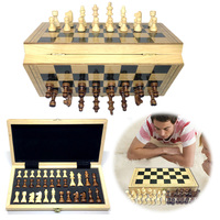 Wooden Foldable Magnetic International Chess Set Tabletop Game Chess Board Game Educational Toys Travel Chess Set