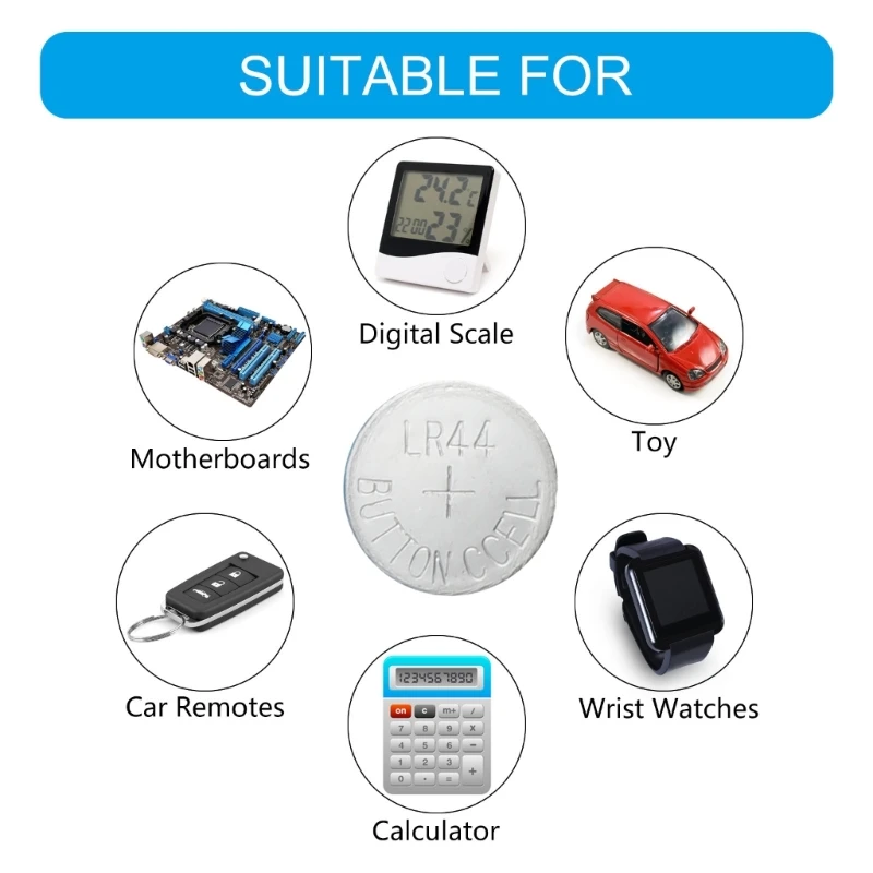 DX62 10PCS LR44 AG13 1.5V Button Coin Cell Batteries A76 357 357A LR1154 SR1154 SR44 For Toys, Watches, Games