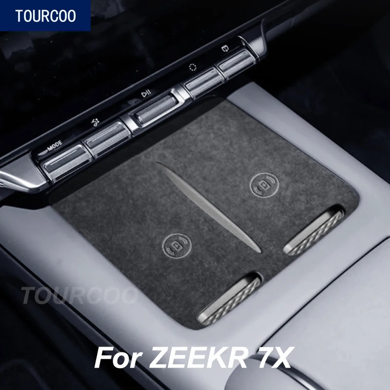 

For ZEEKR 7X 2025 Suede Center Console Wireless Charging Mat Sticker Interior Styling Modified Accessories