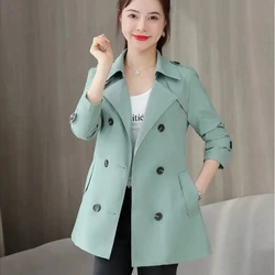2024 New Short Coat Windbreaker Women's Spring Autumn Trench Coat Korean Short Ladies Solid Coat Women Double Bbreasted Outwear