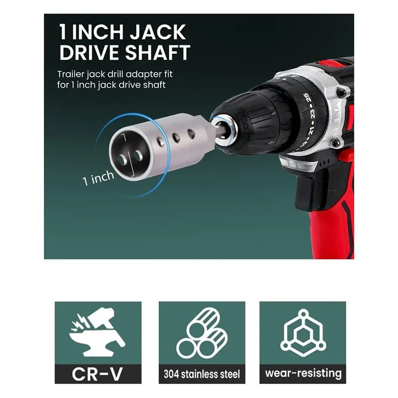 Reliable-Heavy Duty Trailer Jack Drill Adapter With Cordless Drill