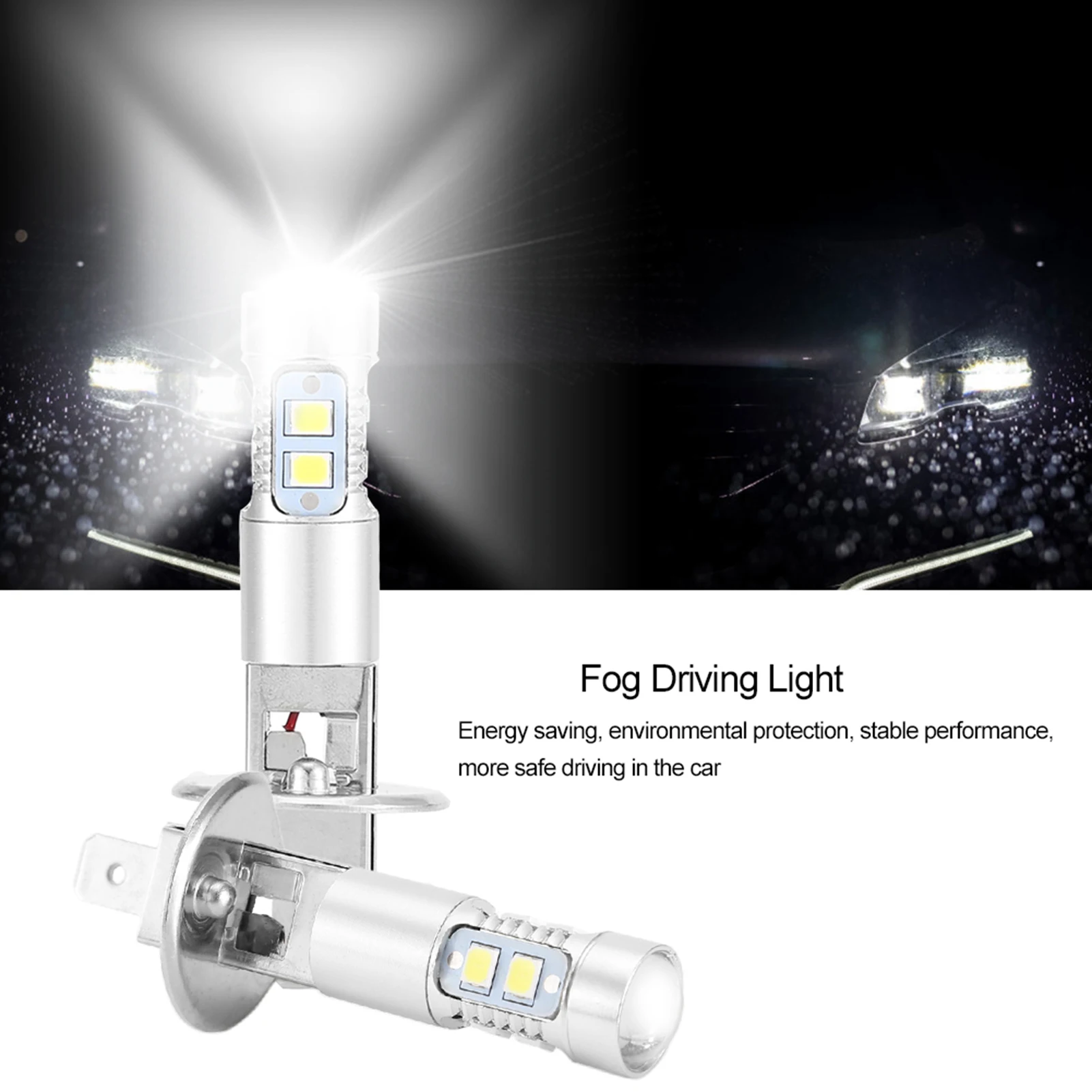 2x H1 3-5W 6000K Super White LED Fog Light Bulbs Waterproof Plug Play Universal for Cars SUV Trucks DRL
