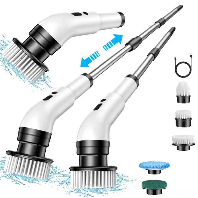 

A98I-Eight-In-One Cordless Electric Cleaning Brush Multi-Function Cleaning Brush For Bathroom Floor And Bathtub Cleaning