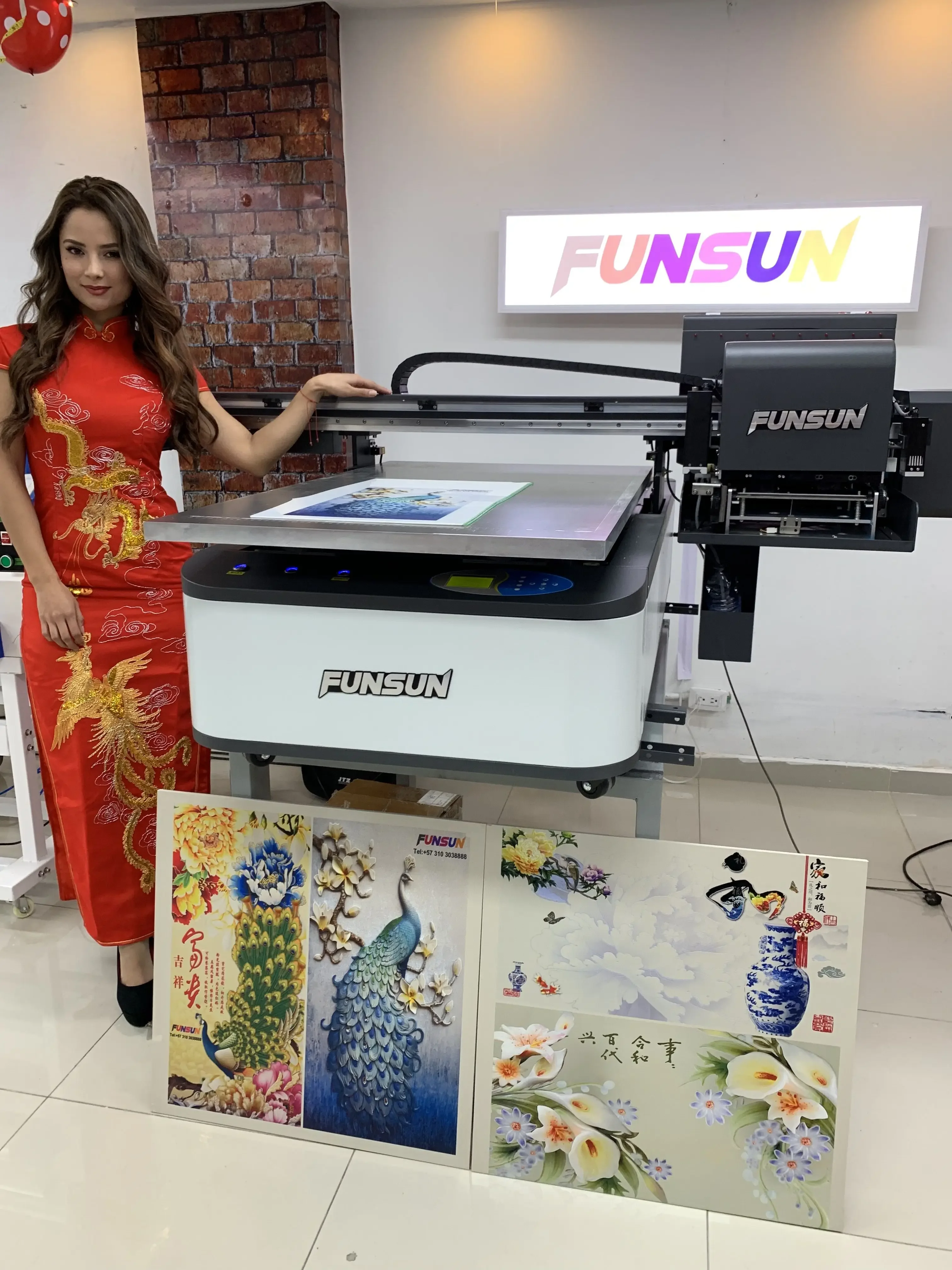 Funsun 9060 leather wood 1440dpi flatbed uv printer pen printing machine