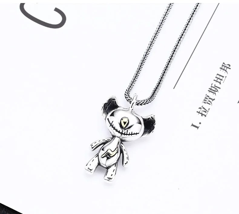 Wholesale 925 sterling silver puppet pendant, men's and women's necklace pendant, Korean retro vintage vintage vintage personali