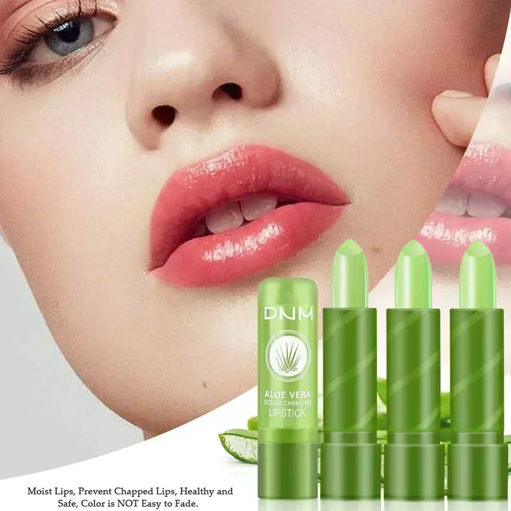 Dnm mudança de cor aloe vera bálsamo labial natural hidratar reparação lábios adequado maquiagem diária batom profissional à prova dwaterproof água 3.6g