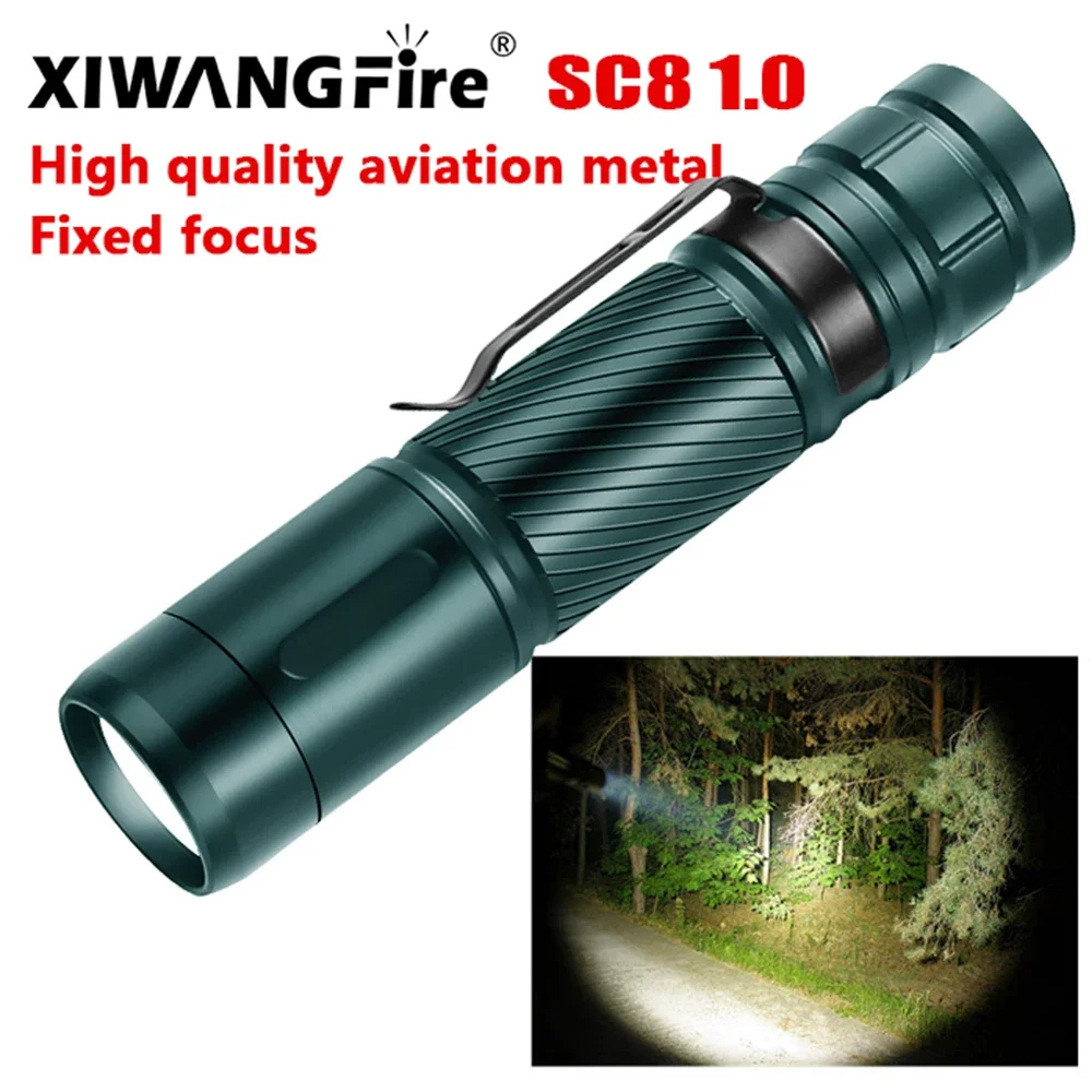 XIWANGFIRE SC8 LED Flashlight 1000LM 18650 Flashlights Portable Pen Clip Rechargeable 1500mah Super Bright IPX6 Emergency Torch