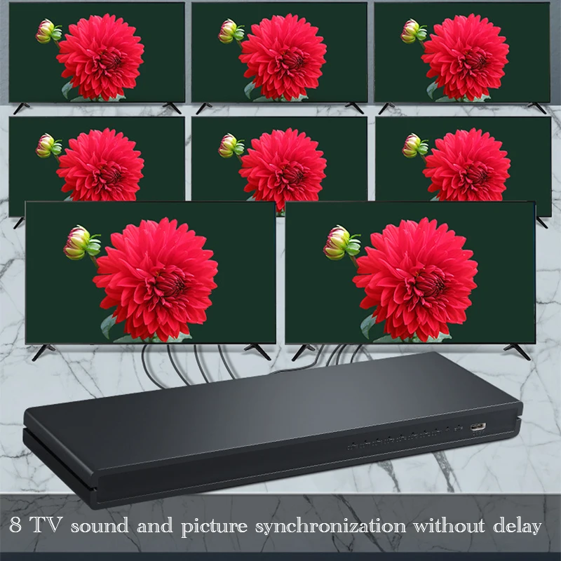 3D 4K@30Hz 1x8 Video Splitter HDMI-compatible Converter 1 in 8 out Split Screen for DVD PS3 Xbox HDTV TV Market Display