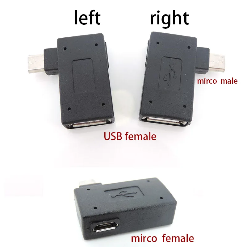 Left Right Angled 90 Degree Micro female male to USB female OTG converter for Fire Stick TV Snes mini Classic Nes Power Supply