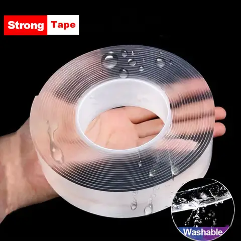 Nano cinta adhesiva de doble cara súper fuerte, cintas transparentes reutilizables impermeables, resistencia al calor, decoración del hogar y el baño