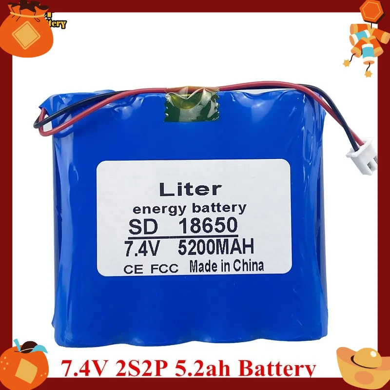 7.4V 18650 Lithium Battery Pack 2S2P 5.2ah 6ah 6.6ah  Fishing LED Light Bluetooth Speaker 8.4V Emergency DIY batteries with PCB