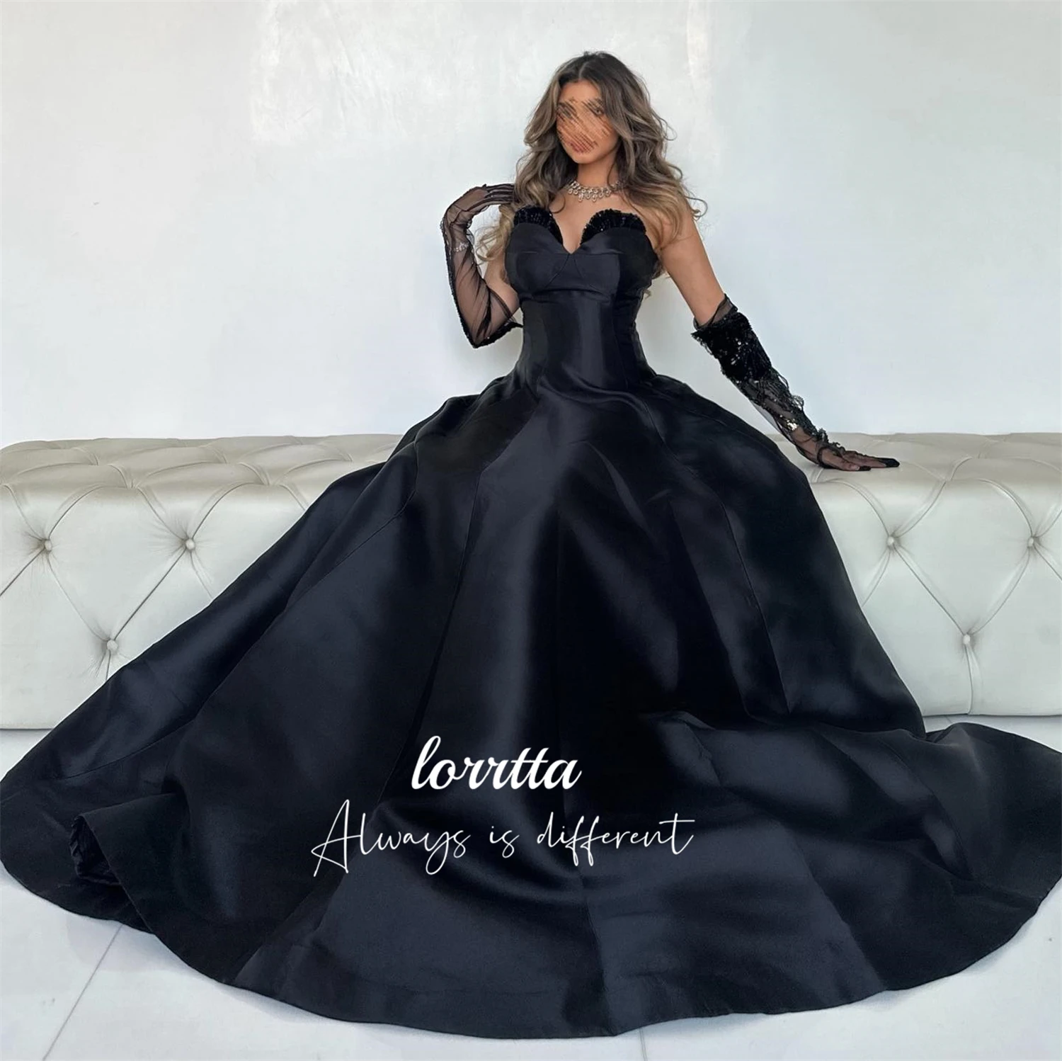 Lorrtta-vestido de noche de satén con purpurina para mujer, elegante vestido de ceremonia, decoración de lujo, 2024