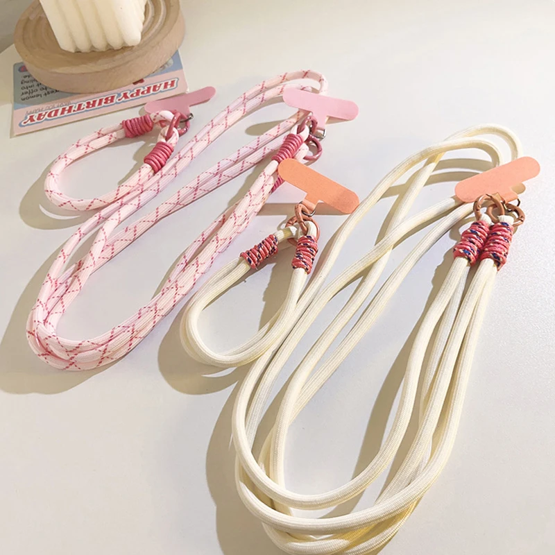 Stylish Nylon Phone Lanyard Universal Phone Accessories Keychain Phone Wrist Straps Candy Colors Simple Phone Case Strap Card