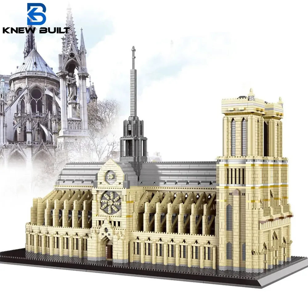 Notre Dame de Paris Model 3D Mikro klocki 0,5 cm długości wielki katedra, wystrój biura domowego, idealny projekt do zabijania czasu