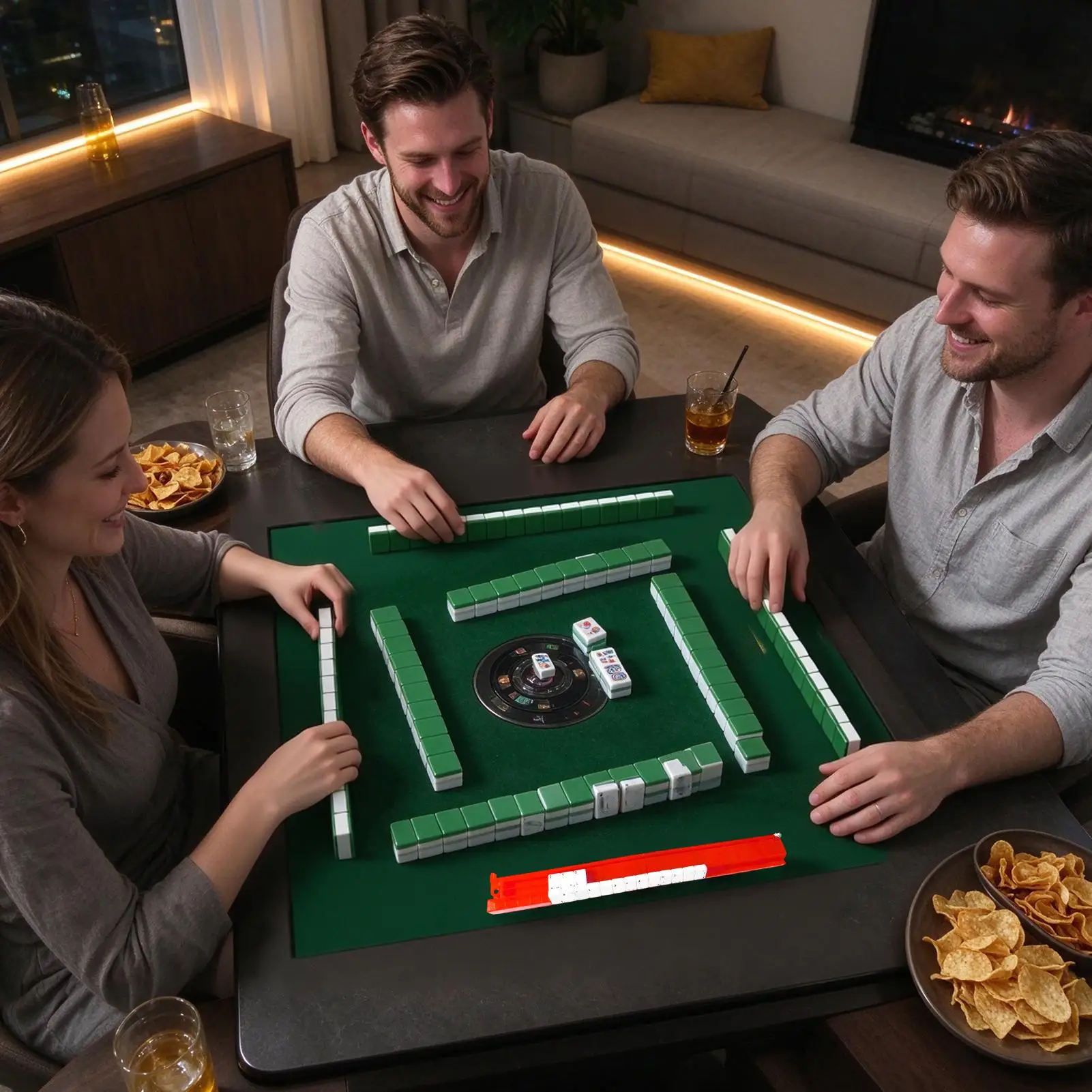 Mahjong Racks With Pushers 11.8in Organizer Holder Set With Non Slip Base Mahjong Tile Racks For American Beginners Game Night