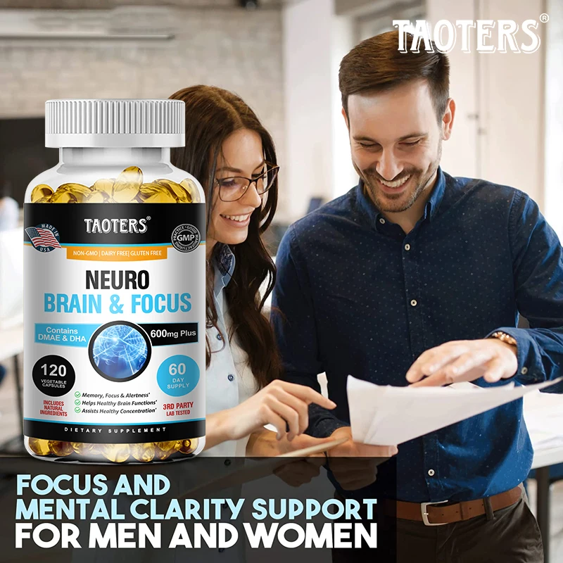 Nerve Brain & Focus capsules - Contains DMA and DHA, Brain-boosting Supplement That Enhances Memory, Concentration and Alertness