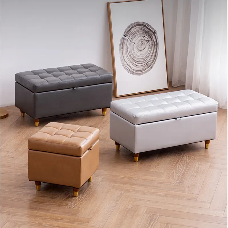 Hallway Ottoman Live Room Shoes Changing Stool Multifunctional Office Footrest High Bullet Sponge Entrance Bench Storage Design