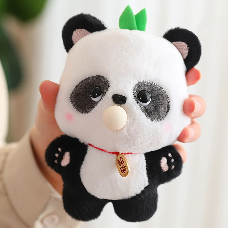 New Creative 14CM Panda Pendant Stuffed Plush Toys Super Soft Home Bag Cartoon Decor Girls Boys Feeding Bottle Birthday Gifts