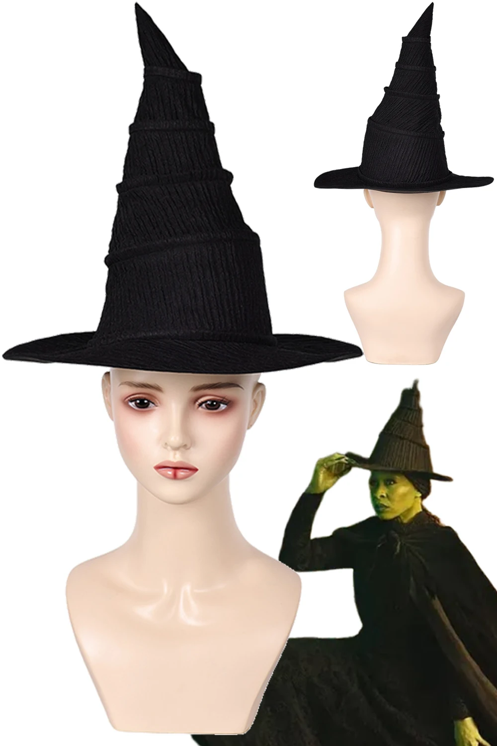 

2024 Movie Wiked Elphaba Cosplay Women Witch Hat Fantasia Costume Accessories Cap Halloween Carnival Costume Props For Adult