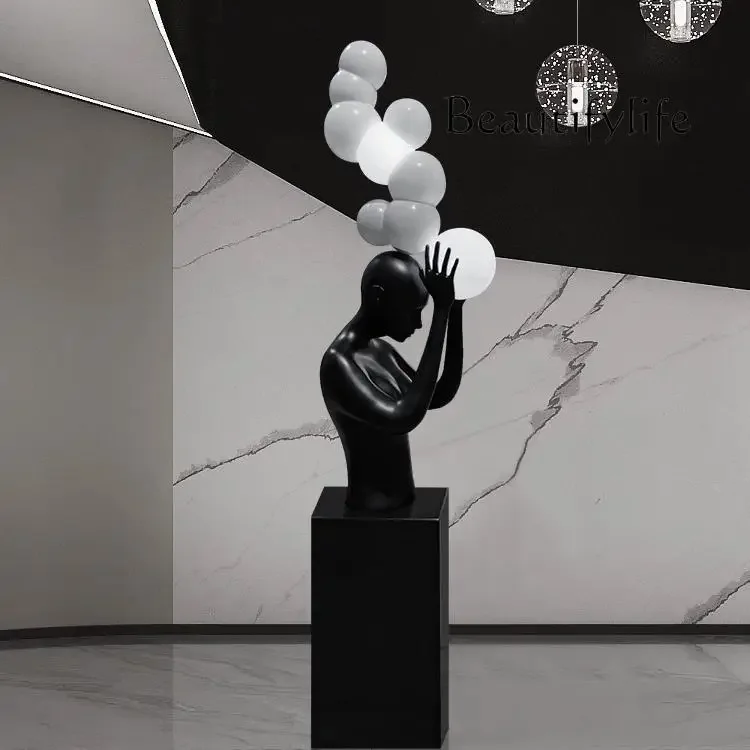 

creative living room entrance decoration Modern abstract figure sculpture ball lamp hotel lobby exhibition hall