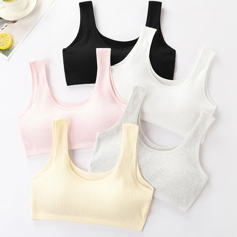 

1pcs Cotton Girl's Training Bras Student Vest Underwears Children Bralette Adolescent Breathable Tops Teenager Kid's Sport Bras