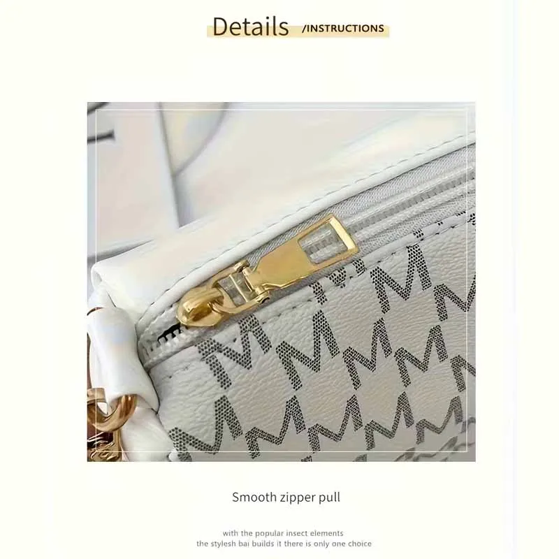 Damen Vintage M Monogramm Schultertasche mit Goldkette, PU-Leder Crossbody Baguette-Tasche, lässige Unterarm-Handtasche für den täglichen Gebrauch – Detail 5