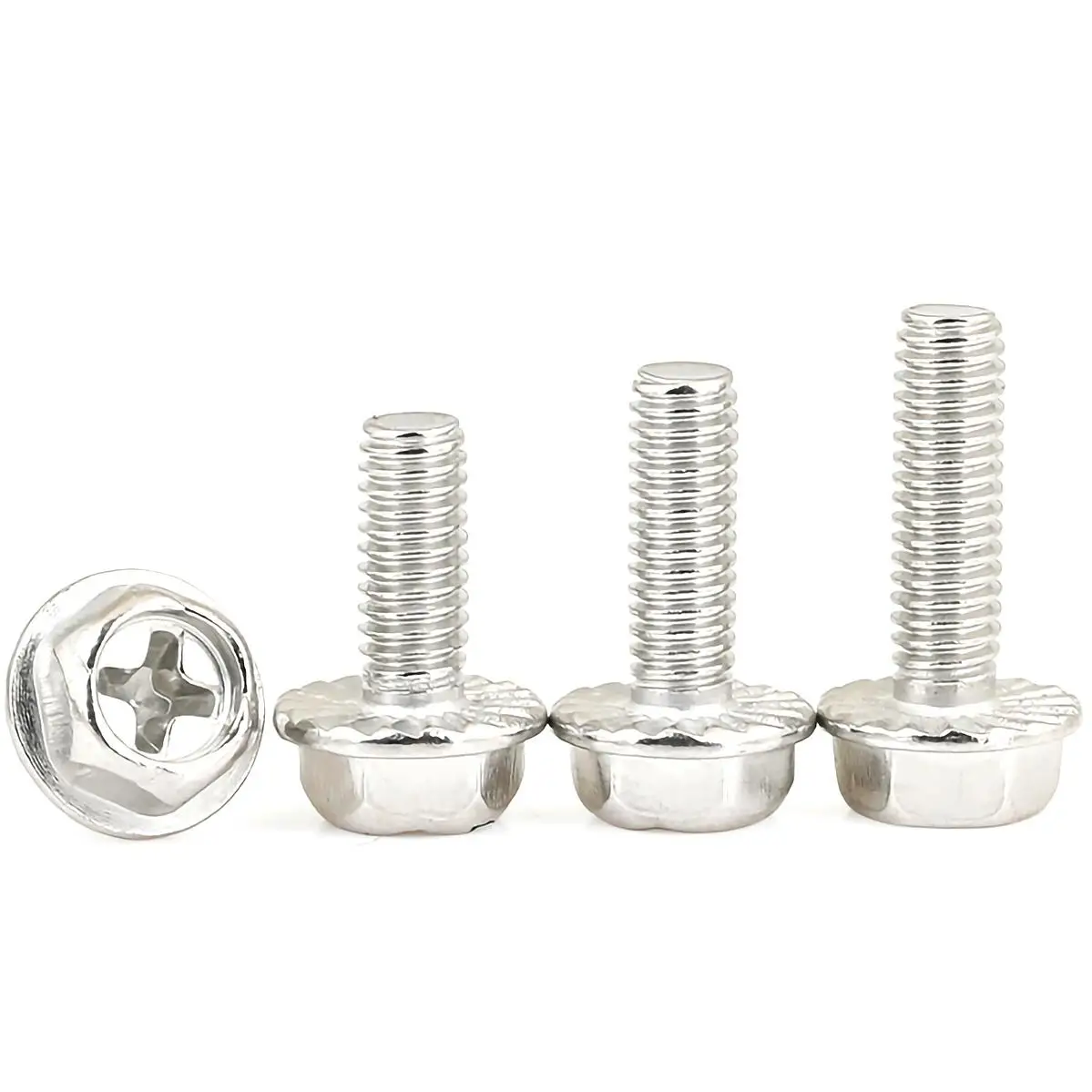 M4 M5 M6 M8 304 stainless steel Cross Recessed Hexagon Head Flange Screw with Gasket Tooth Hex Flange Bolt Anti-corrosion