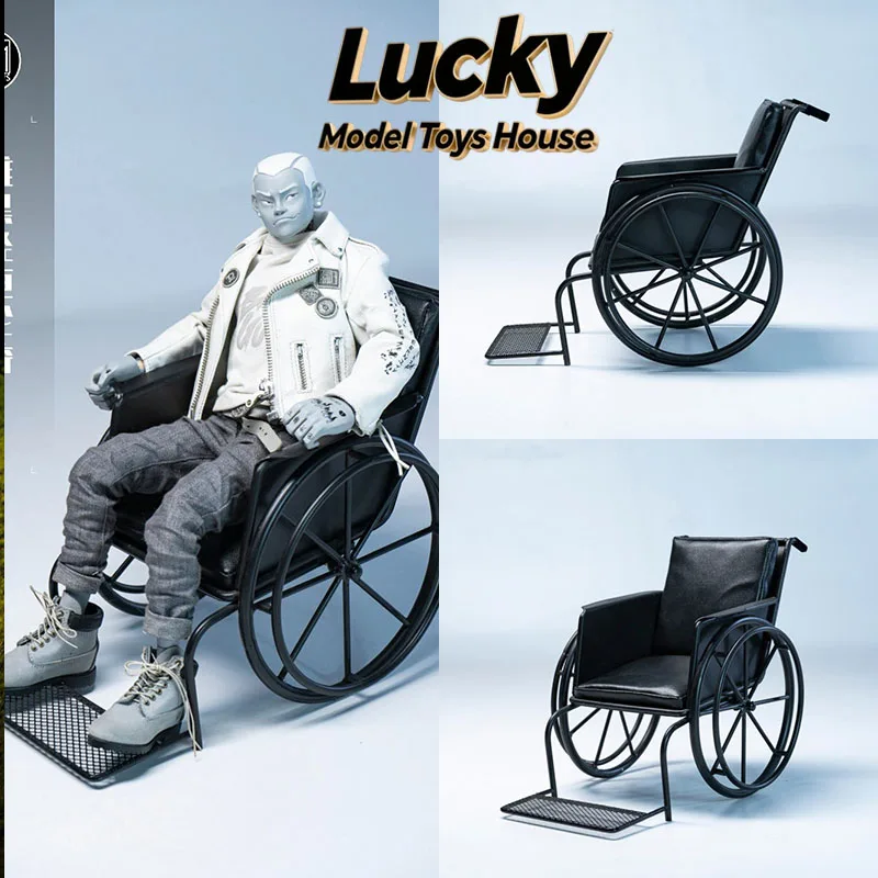MMMTOYS M2603 1/6 Black Wheelchair Lightly Portable Model Toys Scene Accessory For 12inch Action Figrue Travel Decoration