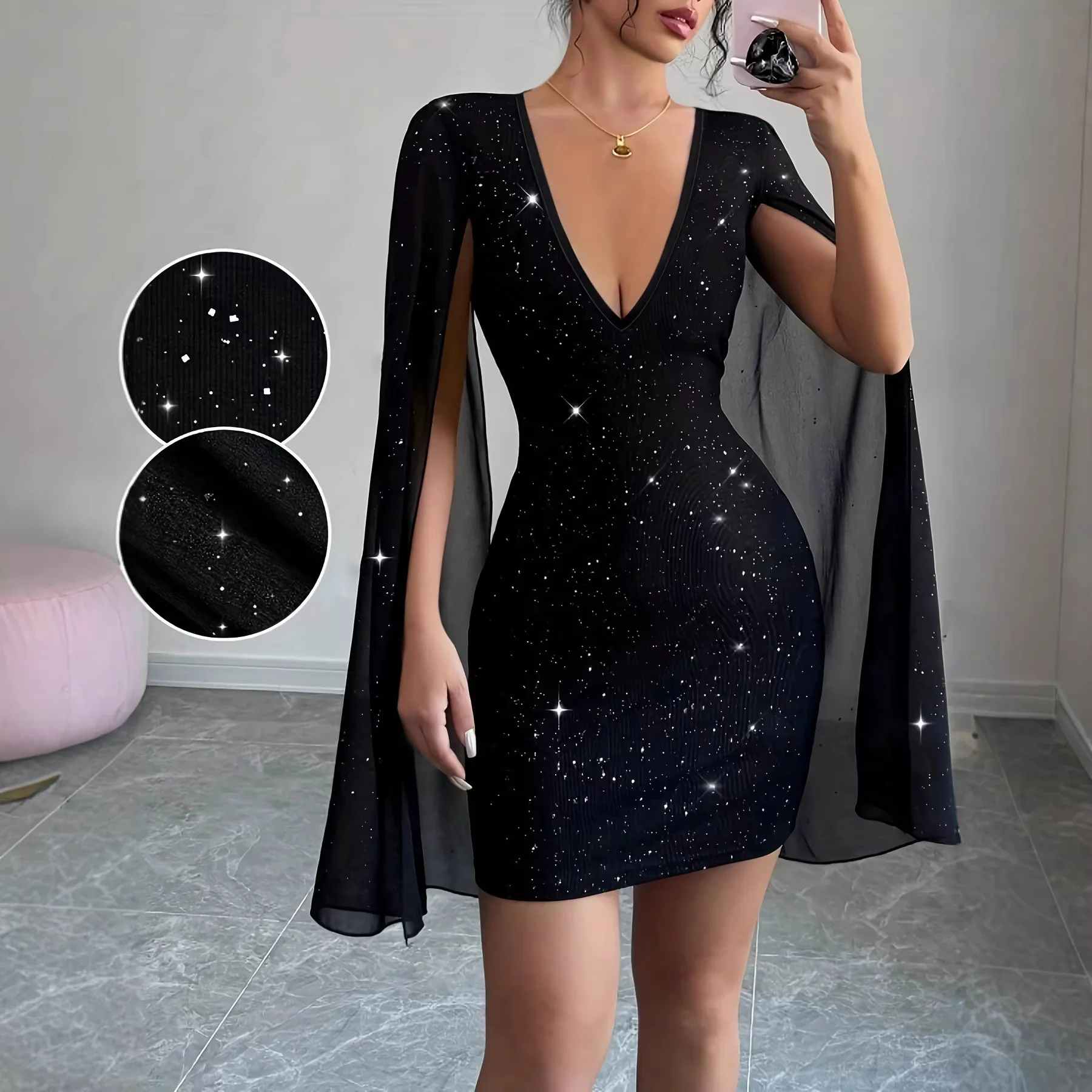 V Neck Bodycon Midi Dress Eleg - Woman Formal Wear ulasan dan harga