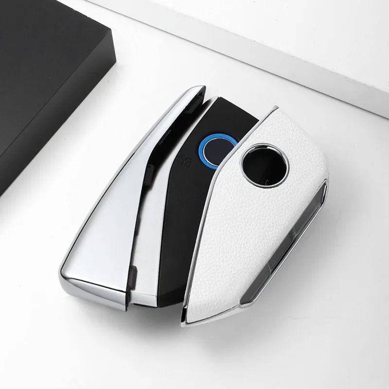 Leather Pattern Car Key Case Cover for 2023 BMW X1 IX XM X5 X6 X7 I7 G07 G09 G18 G70 G81 X4M LCI M3 I20 7 Series Car Accessories