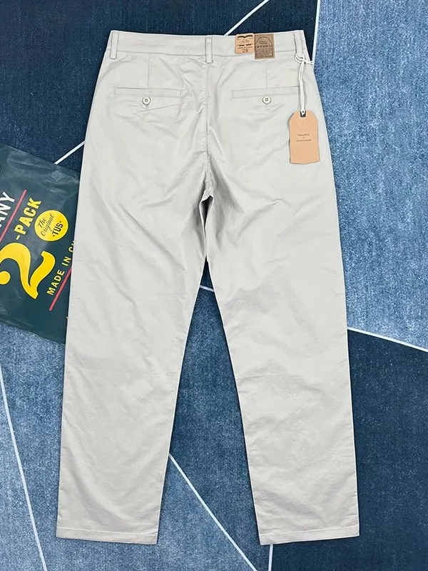 Spring Autumn Pure Cotton Straight Leg Casual Pants Men's American Retro  Color Slim Workwear High End Nine Points Pants