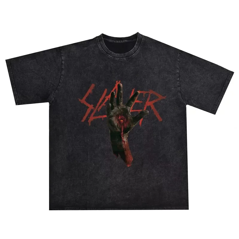 Slayer Haunting The Chapel Album Cover Graphic Washed T-Shirt Cotton Men Women Streetwear Tee