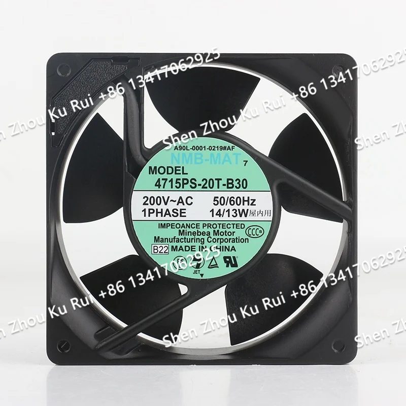 Вентилятор охлаждения 4715PS-20T-B30 Оригинальный Mebea NMB 220V 230V 240V AC 200V 14/13W DC EC 12038 120X120X38MM 12CM для шкафов, алюминиевая рама