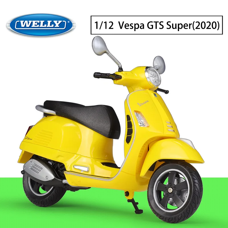 

New Product 1/12 Vespa 2020 Vespa GTS Super Simulation Alloy Pedal Motorcycle Model Scene Matching Car Model Toy Gift Collection
