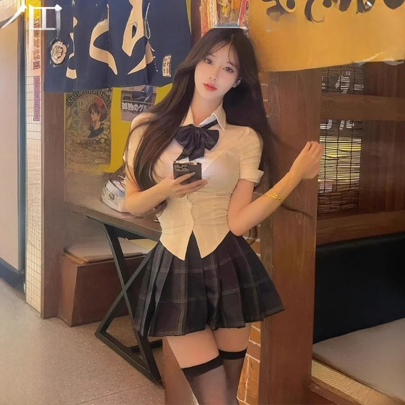 

Slim Fit ort Sve irt JK orm Waist Cinched Top Student Set Large Size White Japanese Sle Autumn Collection 2025