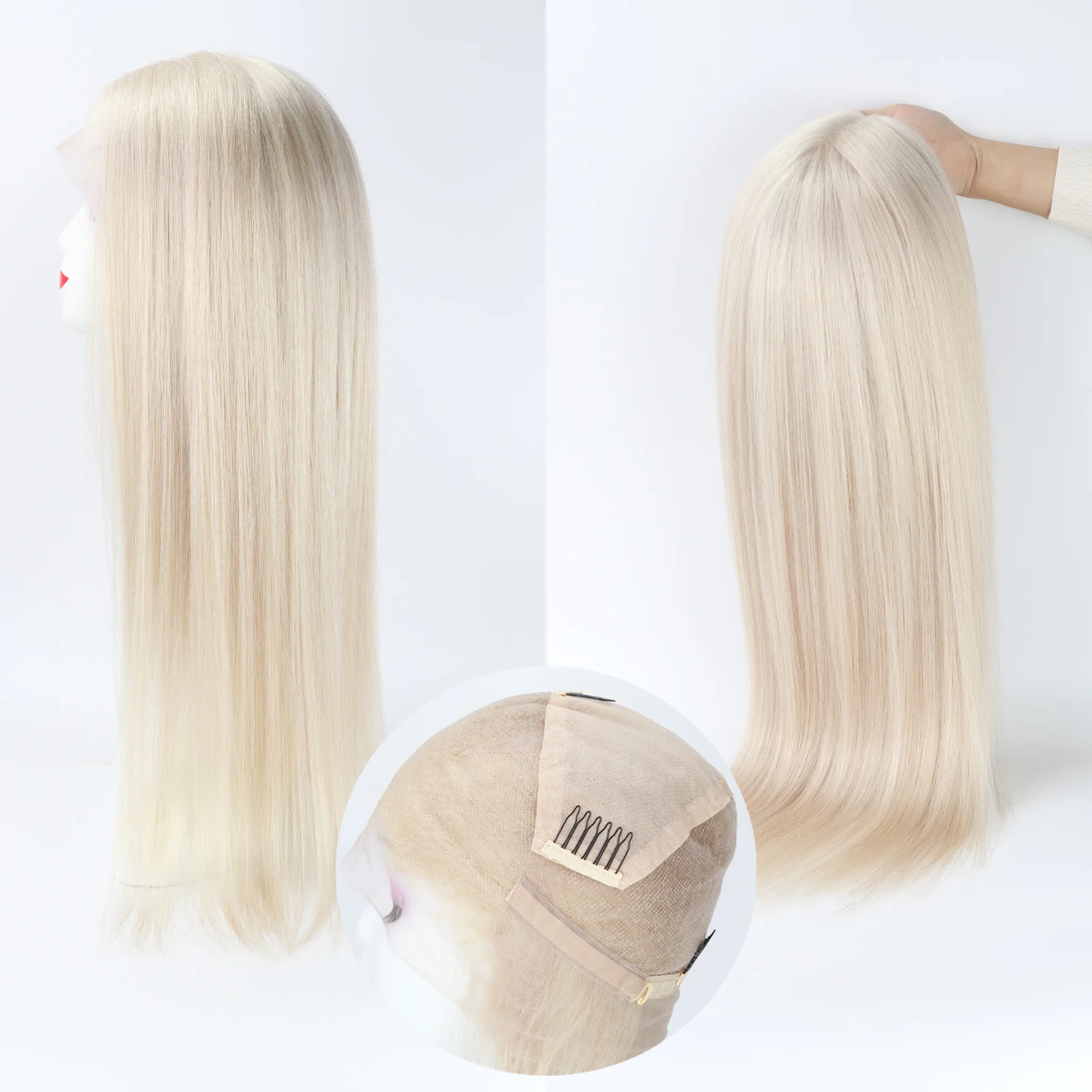 

180% Density 26'' Real Virgin Human Hair #60 Platinum Blonde Full Lace Wig Transparent Lace Front Real Scalp Look Baby Hairline