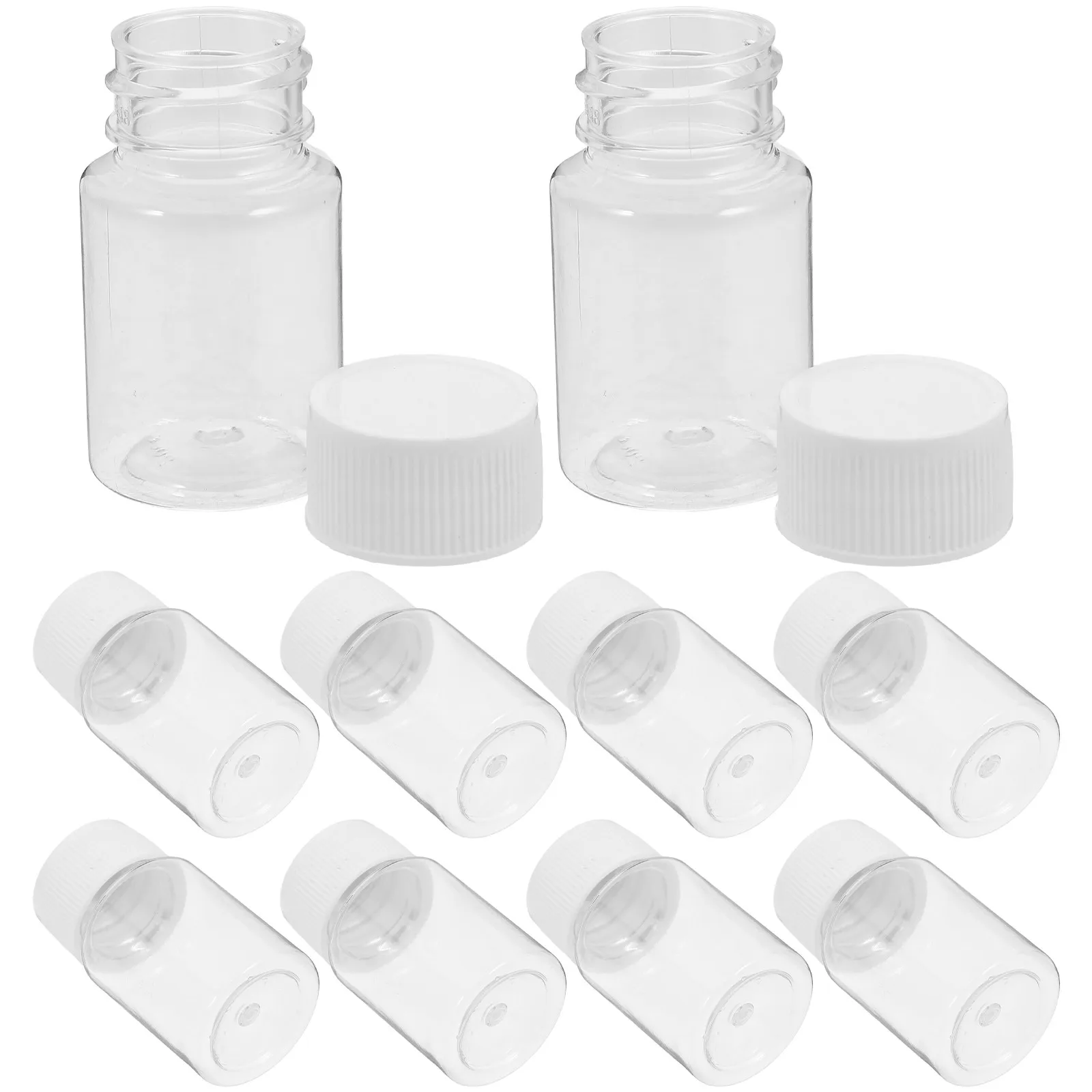 10Pcs Lab Reagent Bottles Wide Plastic Container Leakproof Tamper-Evident Caps for Liquid Powder Sample Storage