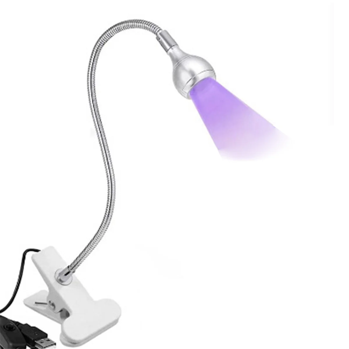 Lampa UV LED do paznokci - Mini lampa LED do paznokci Żelowa lampa X do paznokci z klipsem zabezpieczającym Obrotowe światło LED, srebrne